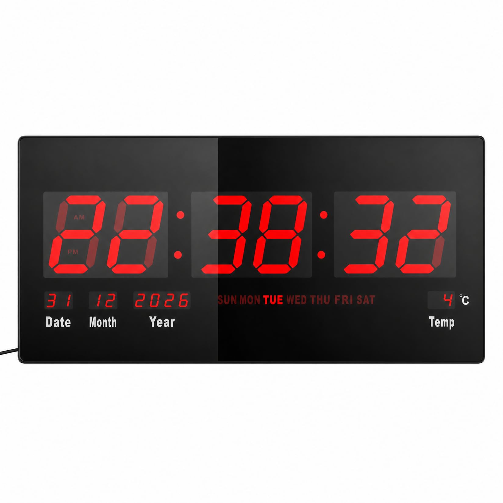 Starlet24 JH4622 LED Wall Clock with Date and Temperature Display